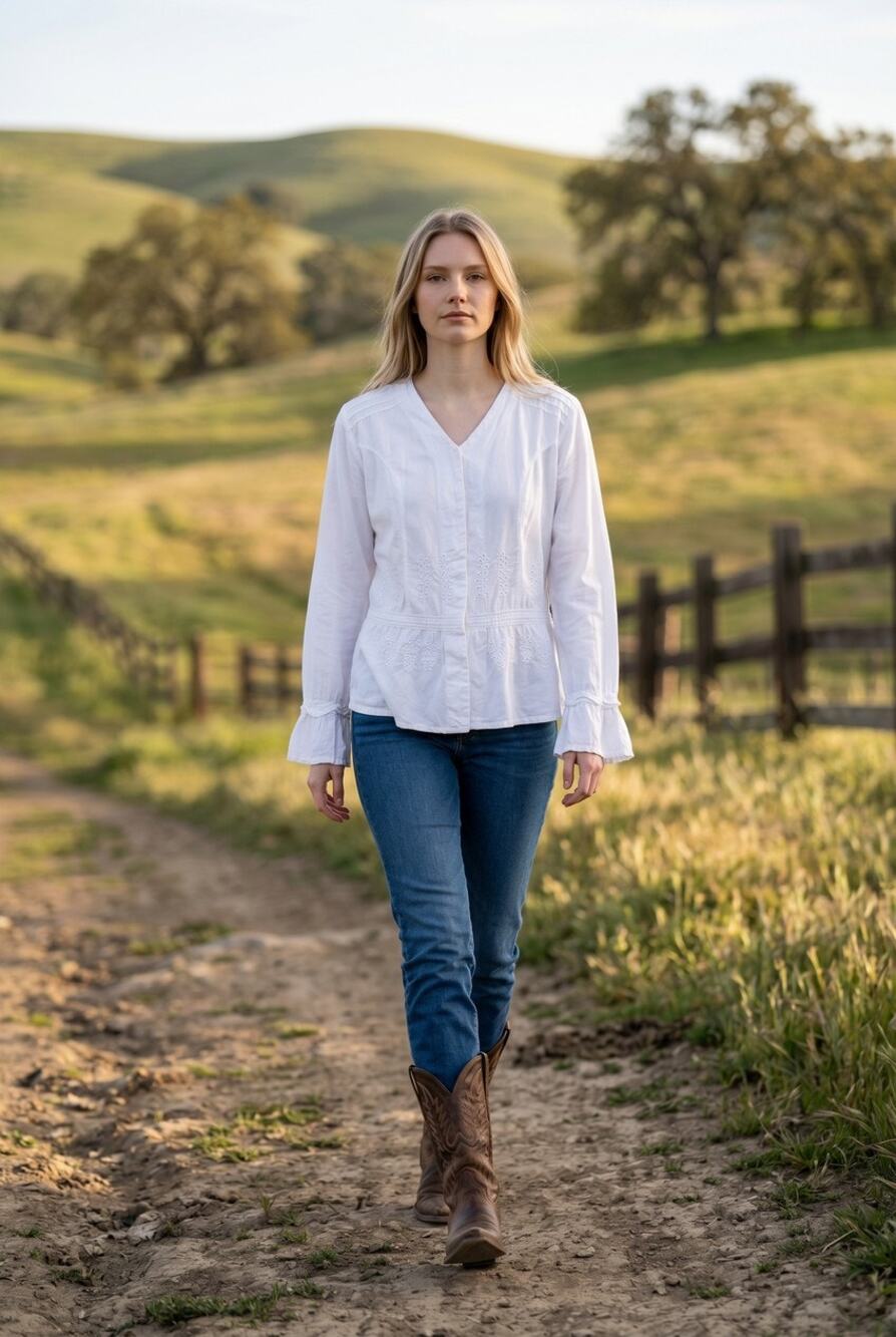 Scully Womens Embroidered Button Front Blouse Plus Size 2X White Western